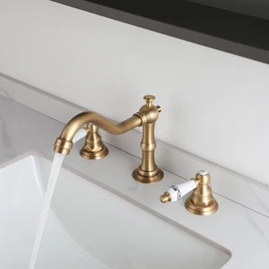 Bañera Antigua Latón 3 PIEZAS Latón Grifo Lavabo Fregadero Mezclador Grifo Montaje en Cubierta - Imagen 1 de 13