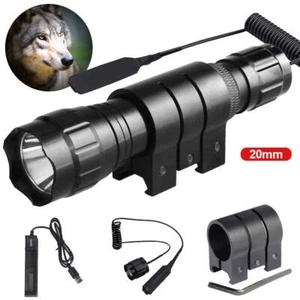 Torcia LED ricaricabile torcia 20 mm Picatinny montaggio su rotaia caccia fucile luce - Foto 1 di 13