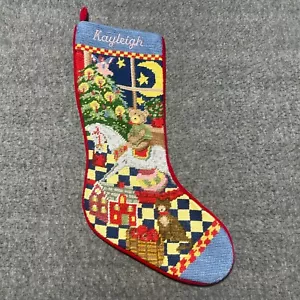 Vintage Nadelspitze Weihnachtsstrumpf Wolle rot Samt personalisiert Kayleigh - Bild 1 von 6
