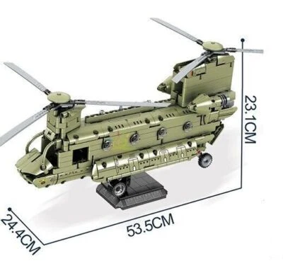 785pcs Military Fighter Model Building Blocks City DIY Helicopter Bricks Toys US - Image 1 of 2