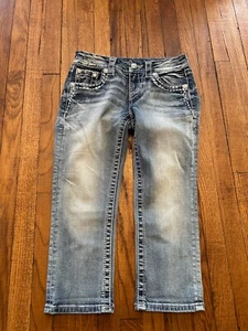 Miss Me Jeans Womens 25 Signature Crop Blue - Picture 1 of 8