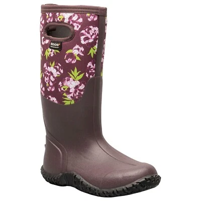 BOGS Damen Mesa Pfingstrose lila burgundisch Blumenmuster Wellies Stiefel wasserdicht