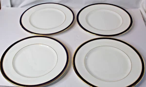 4 Lenox Porcelain Dinner Plates - Federal Cobalt - 10 3/4" - Metallic Gold Blue - Picture 1 of 3