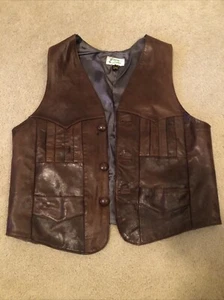 Genuine Leather Hecho En Mexico Vest With Nylon Lining. In Fair Shape. - Picture 1 of 8