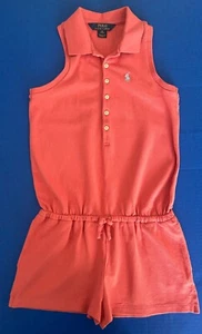 Polo Ralph Lauren Girls 8-10 Stretch Mesh Polo Romper Sleeveless Pink WORN ONCE - Picture 1 of 9