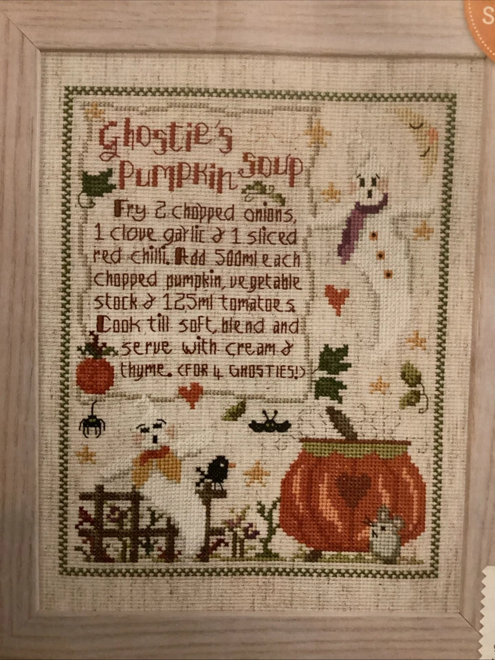 Halloween Spooky Recipe Ghost Pumpkin Soup Cross Stitch Chart - Image 1 of 1