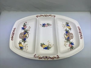 Vintage geteilte Servierplatte feine Keramik Made in Japan Blumenkorb Obst - Bild 1 von 7