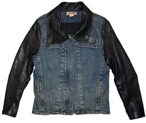 Giacca moto Helmut Lang pelle agnello denim camionista moto motociclista donna M leggi - Foto 1 di 17