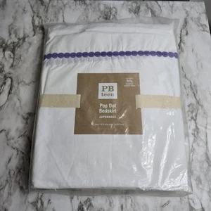 Pottery Barn Teen Pop Dot White /Lavender Bedskirt XL Twin - Picture 1 of 3