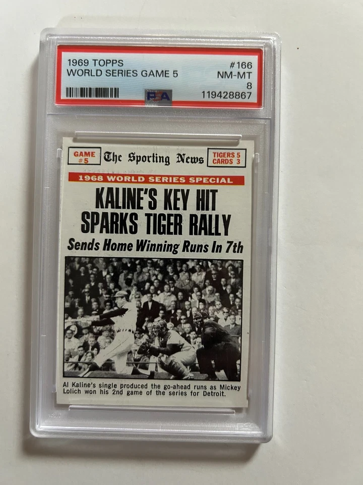 1969 Topps Baseball #166 Serie Mundial Juego 5 Al Kaline PSA 8 casi nuevo-como nuevo Detroit Tiger Foto 1 de 2