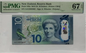 New Zealand, $10, Pick 192a 2016 PMG 67 EPQ, Superb Gem Uncirculated - Picture 1 of 3