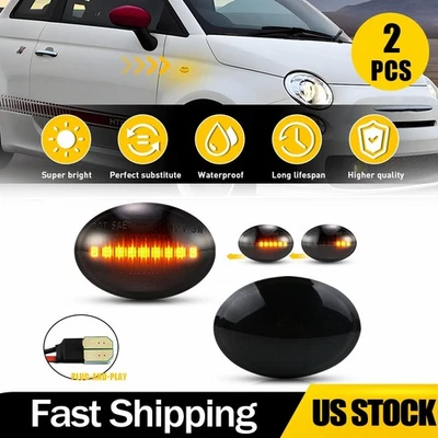 Luces de señalización laterales LED ámbar secuenciales para Fiat 500 500c 500e Abarth 2007-2019 Foto 1 de 4