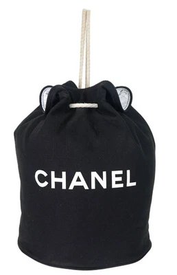 Auténtico Bolso de Hombro CHANEL Negro Lona Cuerda Cordón Cubo Foto 1 de 4