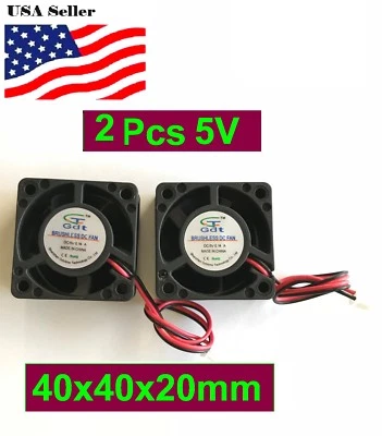 2Pcs 12V 5V Gdstime 40mm 40x40x20mm 4020S 2P Fan DC Duct Ventilation Cooler Fan