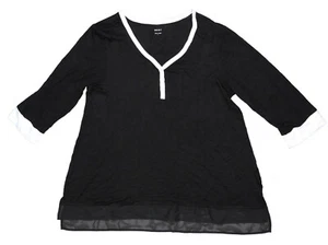 DKNY Contrast Trim 3/4 Sleeve V-Neck Lightweight Women's Pajama Top NWT - Picture 1 of 1