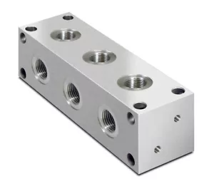 Colector hidráulico de aluminio tipo L, 3 estaciones, entrada BSP de 3/8", servicio BSP de 3/8 - Imagen 1 de 1
