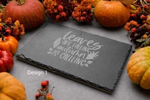 Herbst Schiefer Untersetzer & Tischset Set - Gravur Herbst Kürbis Designs - Bild 1 von 20
