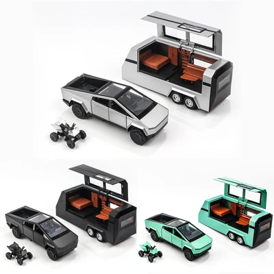 1/32 Scale Tesla Pickup Trailer RV Model Kit Diecast Alloy Caravan Car Toy Model - Image 1 of 4