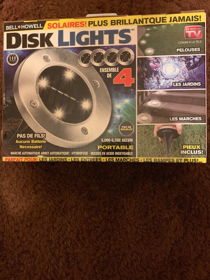 Bell + Howell Disk Lights Solar Weatherproof LED Outdoor, As Seen on TV 4 PACK - Image 1 of 1