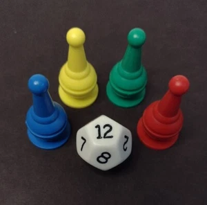 Book of Mormon Quest Replacement Pieces 12-sided Die Dice & 4 Player Pawns EUC - Picture 1 of 1