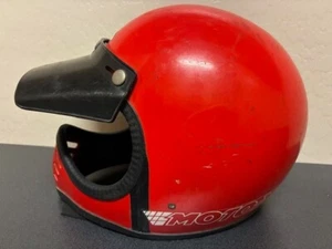 Vintage 1970-80s GRIFFIN Full Face Motorcycle Helmet Visor Moto-X Red Black - Picture 1 of 5