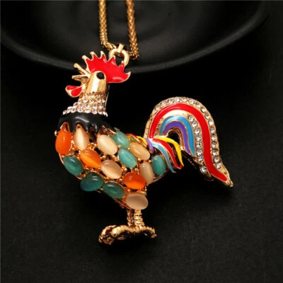 Nuevo Moda Mujeres Gallo Color Ópalo Cola Arco Iris Colgante Collar Cadena Foto 1 de 4