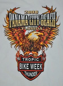 Camiseta Grande Panamá City Florida Bike Week 2008 22 pulgadas Pit to Pit - Imagen 1 de 4