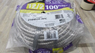 AFC Steel Armored Metacl-Clad Cable MC LITE 12/2 100ft - 2104S30-AFCB-MW NEW - Image 1 of 4