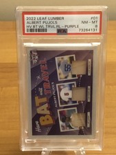 2022 Leaf Lumber ALBERT PUJOLS PSA 8 “Have Bat Will Travel” Purple Bat Card 4/12