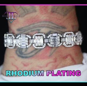 Baguette Bracelet | Iced Out Bracelet | Mens Simulated Diamond Hip Hop Bracelet - Picture 1 of 8