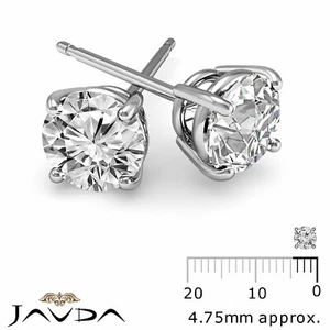 4 Prong Double Wire Round Cut Diamond 1 Pair Stud Women's Earrings 1/2 ctw. - Picture 1 of 40