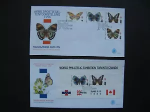 NETHERLANDS ANTILLES, 2x cover FDC 1996, Phil. Expo Toronto, butterflies insects - Picture 1 of 1