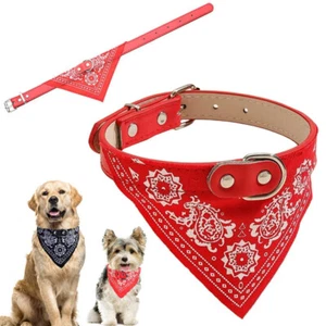 Halsband Hund Katze Bandana Halstuch Leder | verschiedene Größen und Farben - Bild 1 von 7