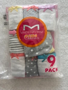 Girls Youth Maidenform 100% Cotton 9 Pack Briefs Size 4 New - Picture 1 of 2