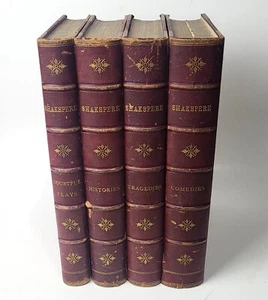 ANTIQUE 1851 COMPLETE WORKS OF WILLIAM SHAKESPEARE Vol 1-4 RARE LONDON PRINT HTF - Picture 1 of 12