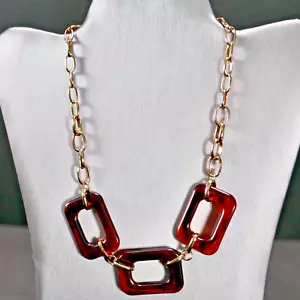 Collar con caparazón de tortuga sintético tono dorado gota de 9 pulgadas con 3 pulgadas ex. Firmado NUEVO CON ETIQUETAS AVON - Imagen 1 de 9