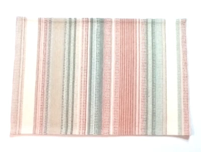 Stripe Placemats Set of 4 Pastel Tan Cream Rust Green 19x12" Tight Thread Weave - Image 1 of 4