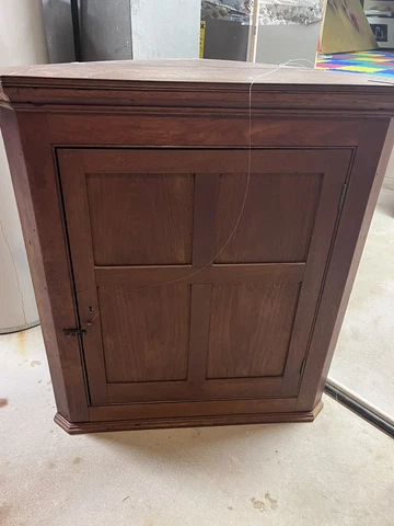 Antique Walnut Corner Cabinet, Rustic, Three Shelves Cover