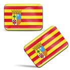 2 Spanish Flag Stickers Spain 3D Resin Domed Decal Adhesive Auto Car Moto Helmet