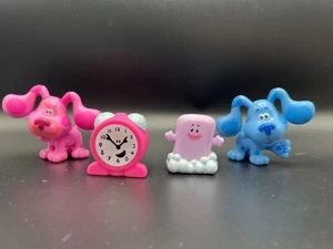 Blues Clues 4pc Lot Magenta Soap Clock And Blue Plastic Figures - Picture 1 of 4