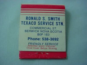 Ronald S Smith Texaco Gas Service Station Berwick Nova Scotia Matchbook - Picture 1 of 4