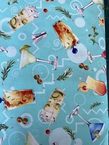 Cocktails Cotton Patchwork Quilting Fabric 1/2 Meter Cut - Picture 1 of 1