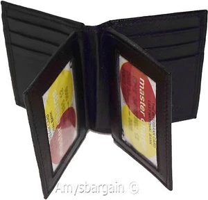 Estuche de cuero para tarjetas de crédito negro de negocios 12 tarjetas 3 identificación nuevo titular de tarjeta de crédito #74 - Imagen 1 de 12