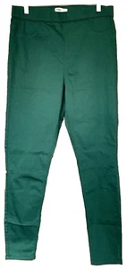 M&S HIGH RISE COTTON STRETCH PULL ON JEGGINGS GREEN SIZE 14 REG - NEW - Picture 1 of 2
