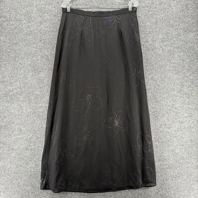 Womens Skirt Size 14 Tall Black Floral A-Line 90s Fairy Grunge Whimsigoth Formal - Image 1 of 4