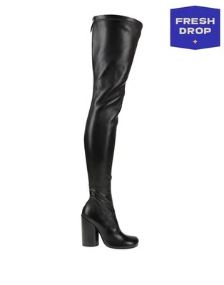 PVP €1990 BURBERRY Cuero Sobre la Rodilla Botas US10 UK7 EU40 Negro Hecho en Italia Foto 1 de 4