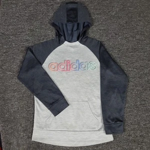 Adidas Hoodie Girls XL 16 Gray Spellout Logo School Play Casual Outdoor Pullover - Picture 1 of 7