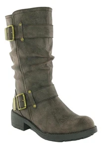 Rocket Dog Trumble Womens Brown Zip Up Mid Calf Biker Buckle Boots - Picture 1 of 5