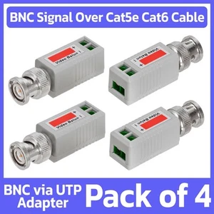4 Pack BNC Male Balun Connector Adapter Cat6 CAT5 CCTV Surveillance Video Camera - Picture 1 of 5