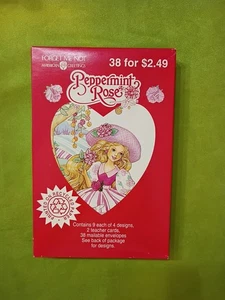 Vintage American Greetings Peppermint Rose Cards, New In Box 38 Cards - Picture 1 of 2